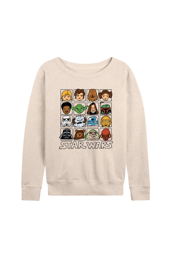 - Yoda and Friends Face Grid - Women's French Terry Pullover Sweatshirt