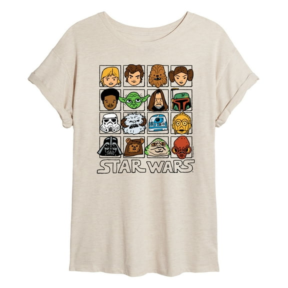 Star Wars - Yoda and Friends Face Grid - Women's Oversized Tee