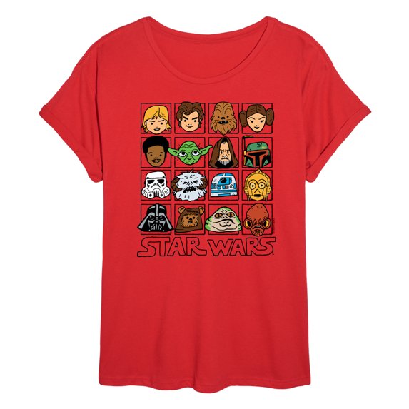 Star Wars - Yoda and Friends Face Grid - Women's Oversized Tee