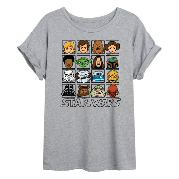 Star Wars - Yoda and Friends Face Grid - Women's Oversized Tee