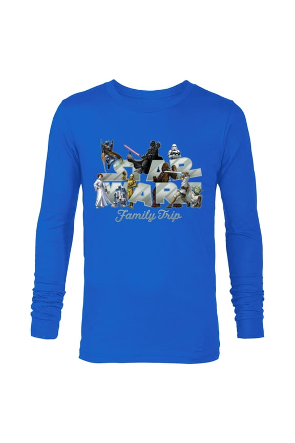 Family Trip Original Trilogy Characters Vacation - Long Sleeve T-Shirt for Men - Customized-Navy