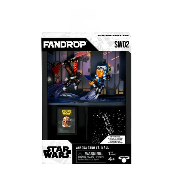 FANDROP SW02-Star Wars: The Clone Wars - Ahsoka Tano VS. Maul. Epic Diorama, Artifacts & Scene Marker, 4 to Collect, Ages 4+
