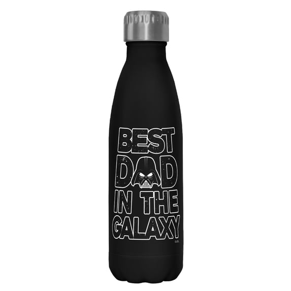Star Wars Father's Day Best Dad Darth Vader Helmet Stainless Steel Water Bottle Black 17 oz.