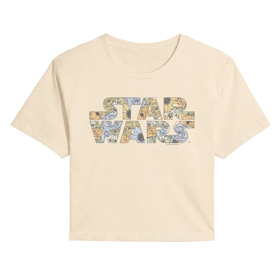 Star Wars - Floral Logo - Juniors Cropped Graphic T-Shirt
