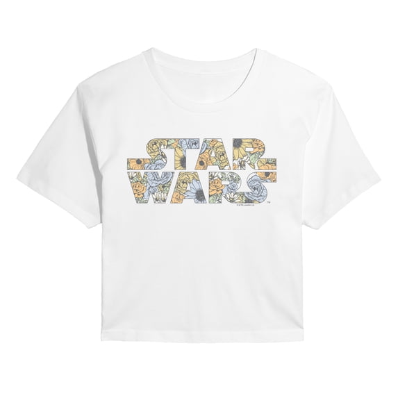 Star Wars - Floral Logo - Juniors Cropped Graphic T-Shirt