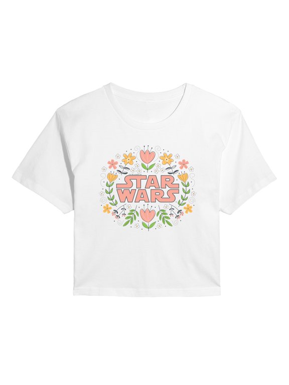 - Spring Floral Logo - Juniors Cropped Graphic T-Shirt