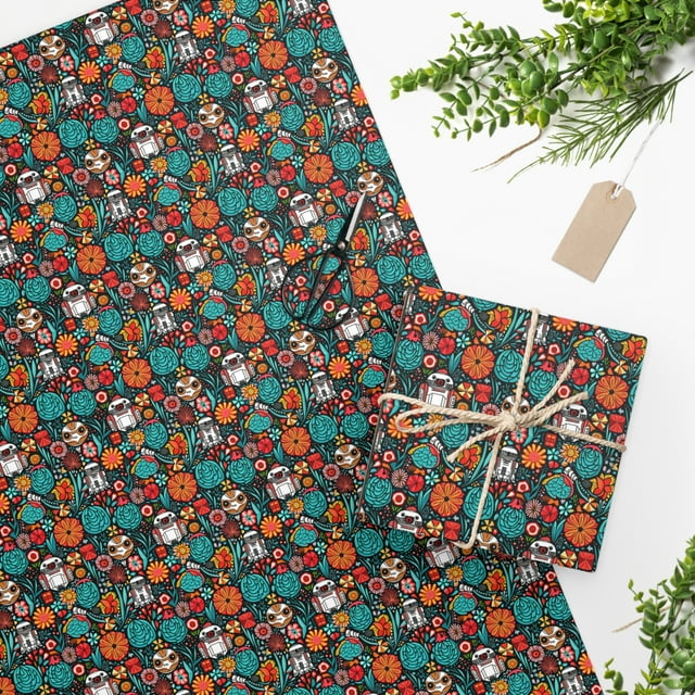 Star Wars Floral Wrapping Paper Star Wars Fan Art Gift Wrap Birthday