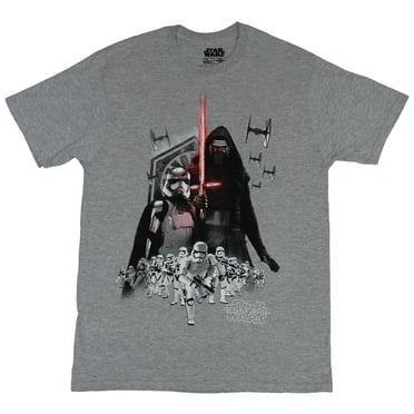 Star Wars Force Awakens Mens T-Shirt - Collage of Kylo Over First Order Army (Medium)