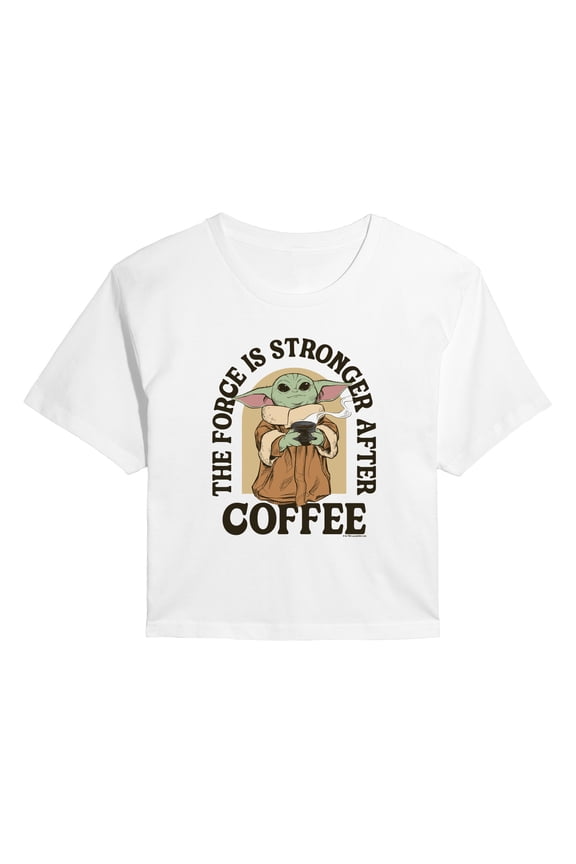 Star Wars - Force Stronger Coffee - Juniors Cropped Short Sleeve Graphic T-Shirt