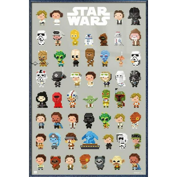 Star Wars - Framed Movie Poster (8-Bit Character Montage) (Orbit Blue Aluminum Frame)