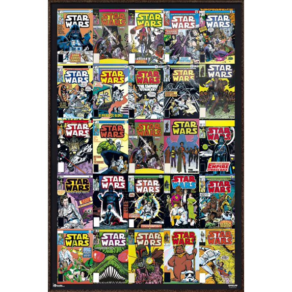 Star Wars - Framed Movie Poster (Comic Covers Grid) (Size: 25" X 37") (Antique Copper / Gold Aluminum Frame)