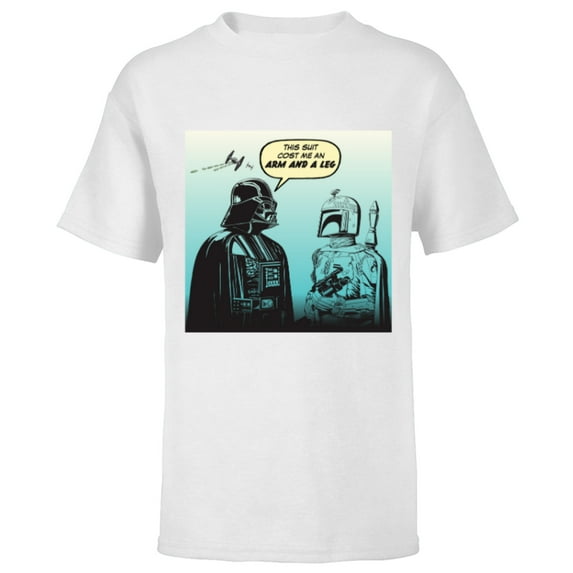 Star Wars Funny Darth Vader and Boba Fett Comic - Short Sleeve T-Shirt for Kids -Customized-White