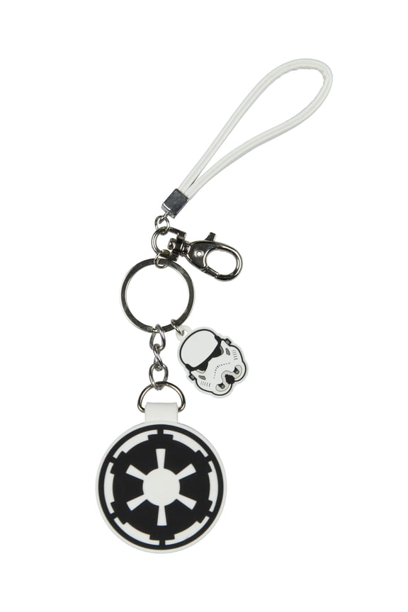 Star Wars Galactic Empire Rubber Air Tag Holder Keychain Wristlet With Lobster Claw Clasp and 1.5" Rubber Stormtrooper Pendant