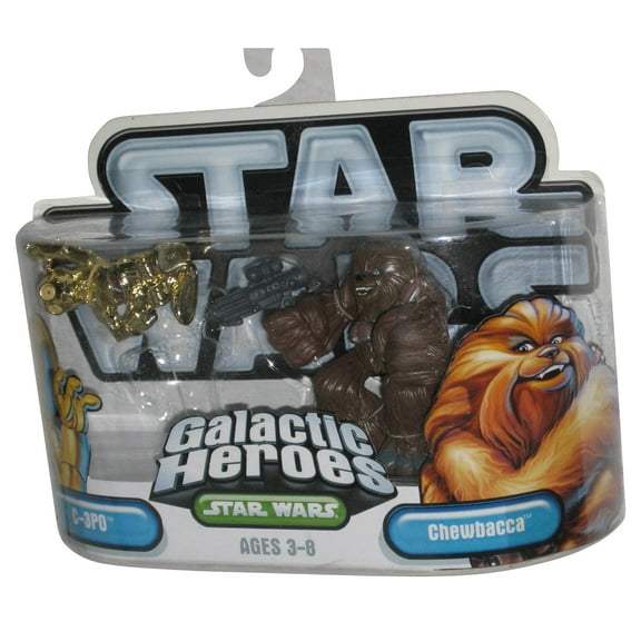 Star Wars Galactic Heroes (2004) Chewbacca & C-3PO Hasbro Toy Figure Set