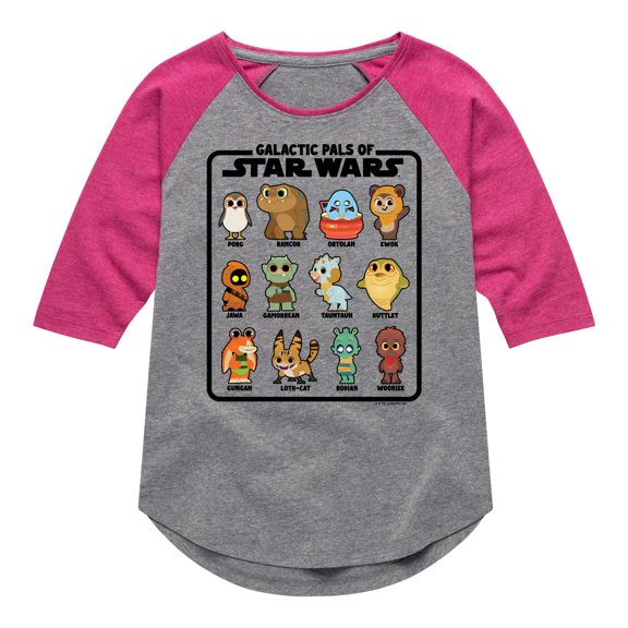 Star Wars - Galactic Pals Of - Toddler And Youth Girls Shirt Tail Raglan