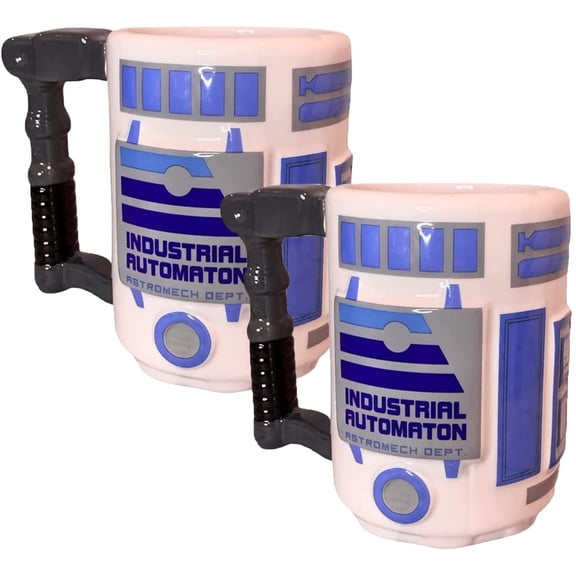 Star Wars Galaxy Edge 14oz R2-D2 Ceramic Sculpted Collectible Mugs, Set of 2