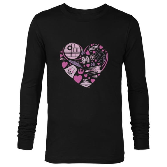 Star Wars Galaxy of Love Pink Heart Valentine’s Day - Long Sleeve T-Shirt for Men - Customized-Black