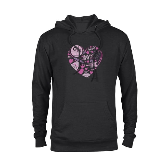 Star Wars Galaxy of Love Pink Heart Valentine’s Day - Pullover Hoodie for Adults - Customized-Black