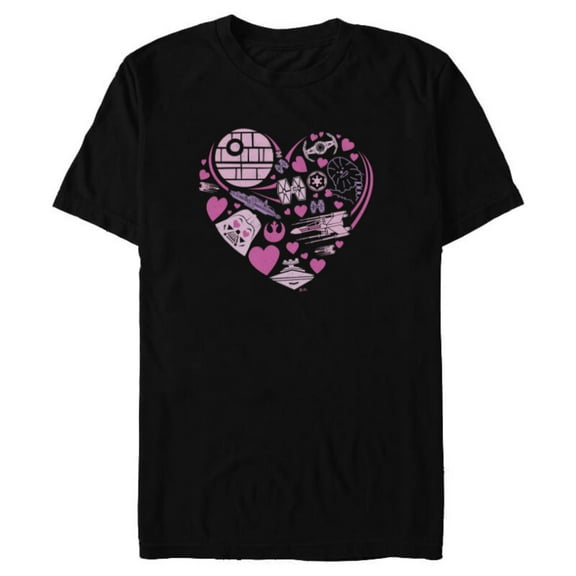 Star Wars Galaxy of Love Pink Heart Valentine’s Day - Short Sleeve Blended T-Shirt for Adults - Customized-Black