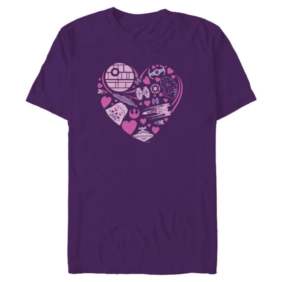 Star Wars Galaxy of Love Pink Heart Valentine’s Day - Short Sleeve Blended T-Shirt for Adults - Customized-Purple
