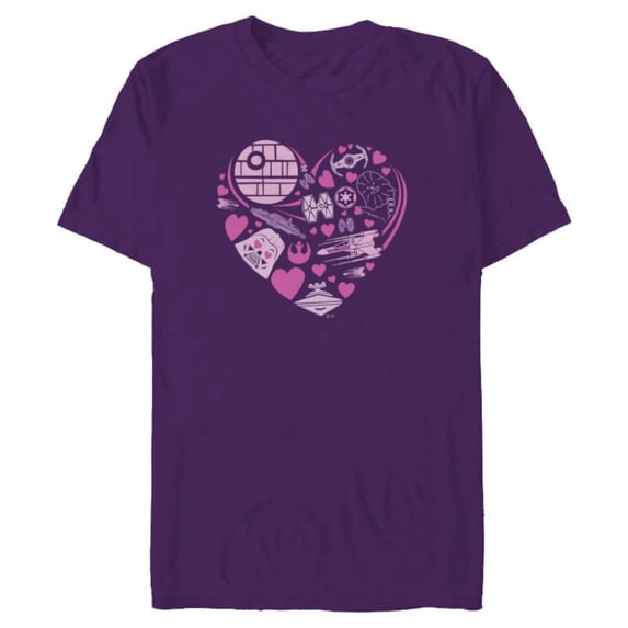 Star Wars Galaxy of Love Pink Heart Valentine’s Day - Short Sleeve Blended T-Shirt for Adults - Customized-Purple