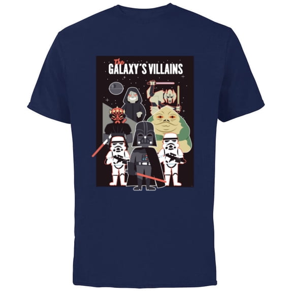 Star Wars Galaxy’s Villains Darth Vader Maul Grievous Jabba - Short Sleeve Cotton T-Shirt for Adults - Customized-Navy