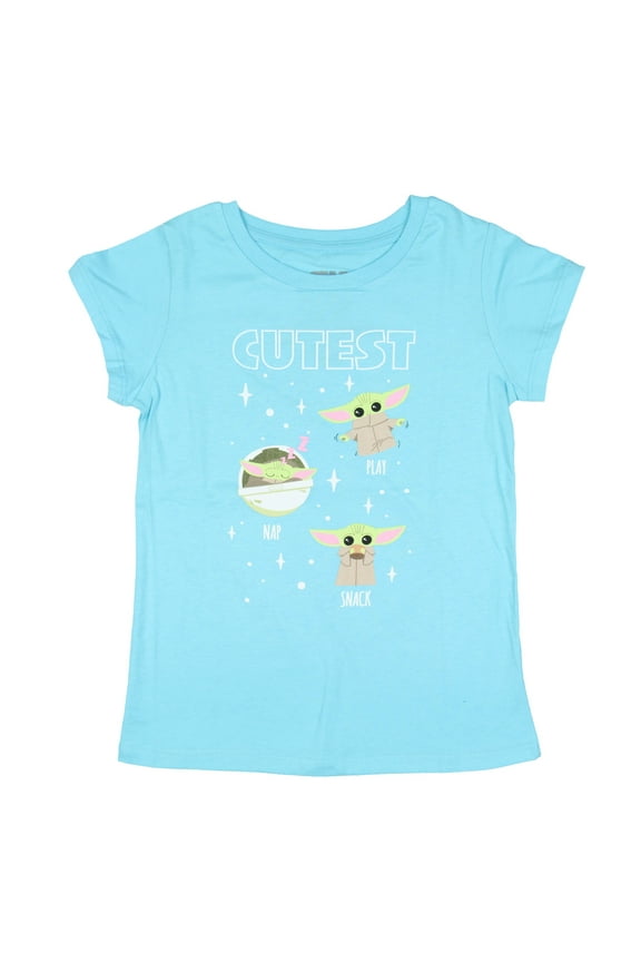Star Wars Girls' Baby Grogu Cutest Play Nap Snacks Kids Short Sleeve Kids T-Shirt