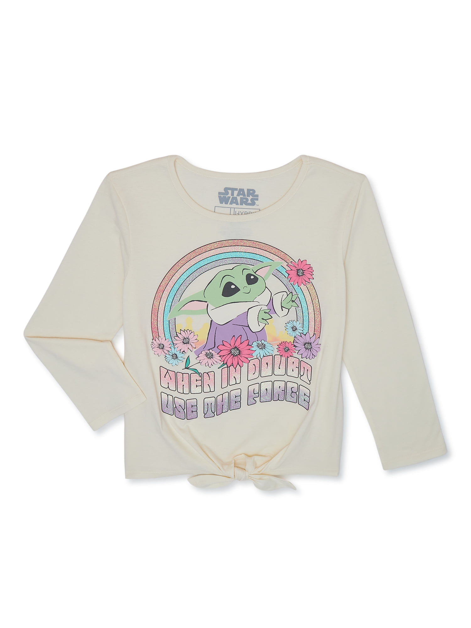 Star Wars Girls Baby Yoda Graphic TShirt with Long Sleeves, Sizes 4/514/16
