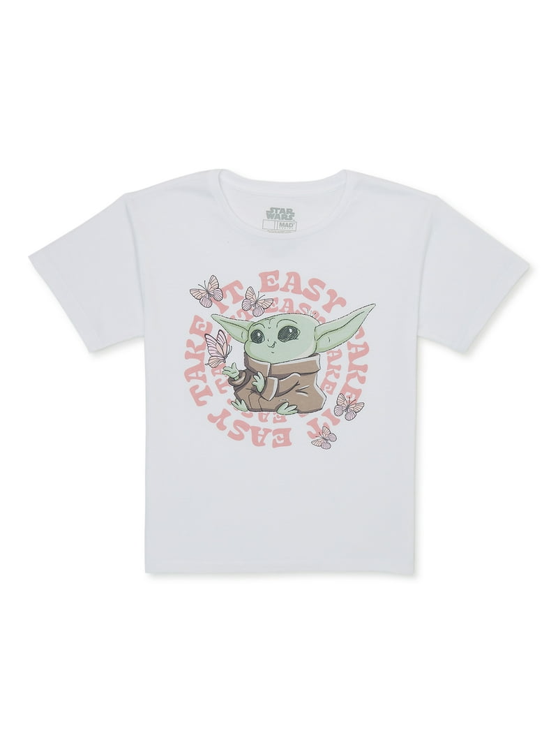 Star Wars Girls Grogu Graphic T-Shirt, Crew Neck, Short Sleeve