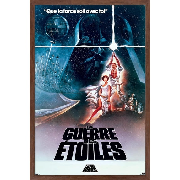 Star Wars: Global Art - A New Hope One Sheet France Wall Poster, 22.375" x 34" Framed