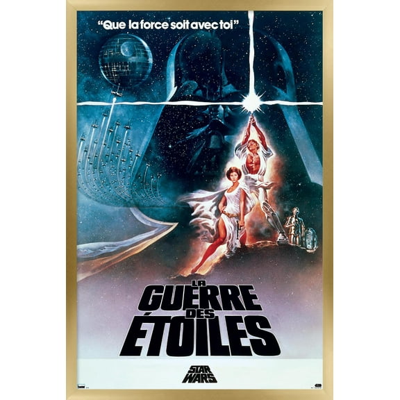 Star Wars: Global Art - A New Hope One Sheet France Wall Poster, 22.375" x 34" Framed