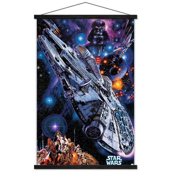 Star Wars: Global Art - Millennium Falcon Wall Poster with Magnetic Frame, 22.375" x 34"