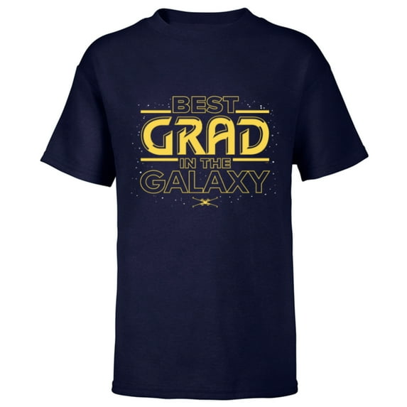 Star Wars Graduation Best Grad in the Galaxy New Graduate- Short Sleeve T-Shirt for Kids - Customized-Navy