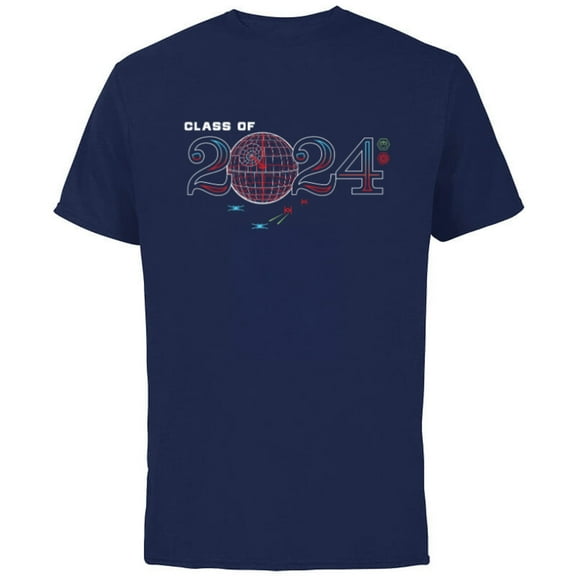 Star Wars Graduation Death Star Data New Grad Class of 2024 - Short Sleeve Cotton T-Shirt for Adults - Customized-Navy