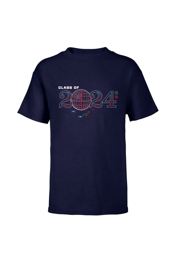 Graduation Death Star Data New Grad Class of 2024 - Short Sleeve T-Shirt for Kids - Customized-Navy
