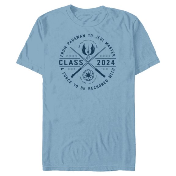 Star Wars Graduation Jedi Academy Class of 2024 New Grad - Short Sleeve Blended T-Shirt for Adults - Customized-Ocean Blue