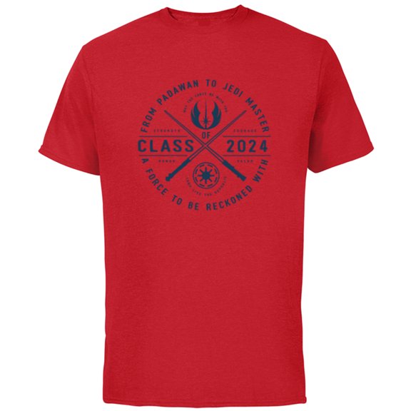 Star Wars Graduation Jedi Academy Class of 2024 New Grad - Short Sleeve Cotton T-Shirt for Adults - Customized-Red