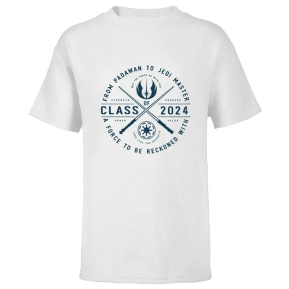 Star Wars Graduation Jedi Academy Class of 2024 New Grad - Short Sleeve T-Shirt for Kids - Customized-White