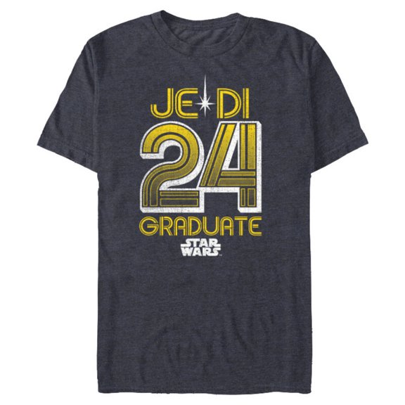 Star Wars Graduation Jedi Graduate 24 New Grad Class of 2024 - Short Sleeve Blended T-Shirt for Adults - Customized-Navy Heather