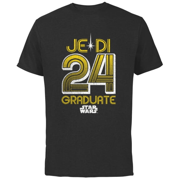 Star Wars Graduation Jedi Graduate 24 New Grad Class of 2024 - Short Sleeve Cotton T-Shirt for Adults - Customized-Black