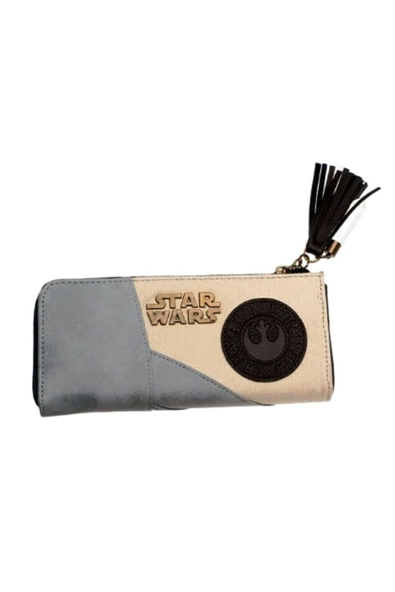 Star Wars Gray Bronzetone Rebel Logo Zip Around Clutch Wallet
