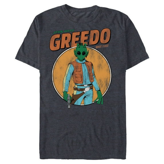Star Wars Greedo Shot First Retro - Short Sleeve Blended T-Shirt for Adults - Customized-Navy Heather