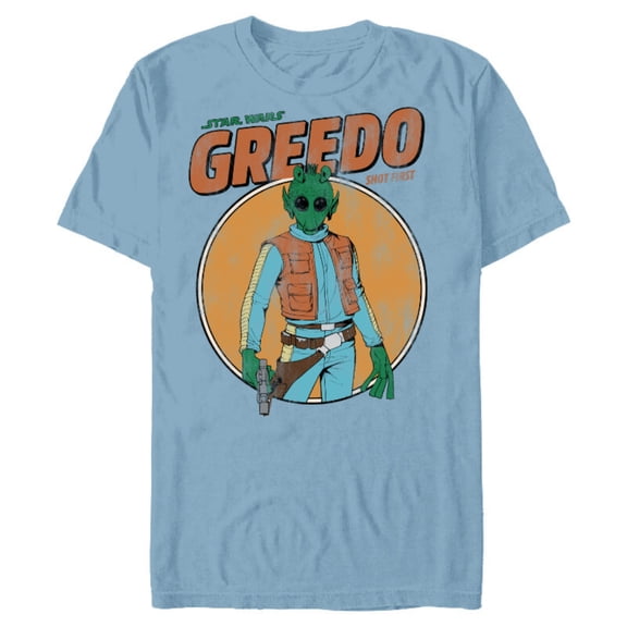 Star Wars Greedo Shot First Retro - Short Sleeve Blended T-Shirt for Adults - Customized-Ocean Blue
