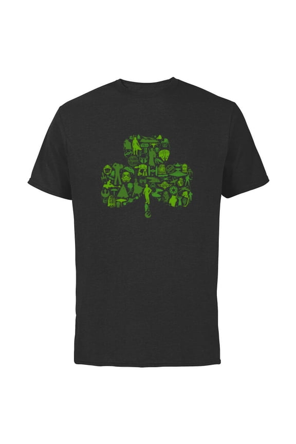 Green Shamrock St. Patrick’s Day - Short Sleeve Cotton T-Shirt for Adults - Customized-Black