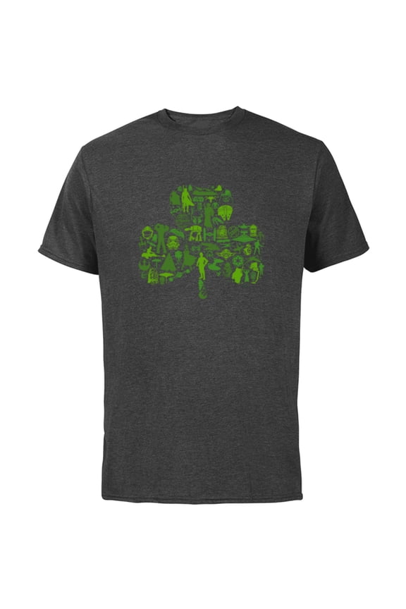 Green Shamrock St. Patrick’s Day - Short Sleeve Cotton T-Shirt for Adults - Customized-Charcoal
