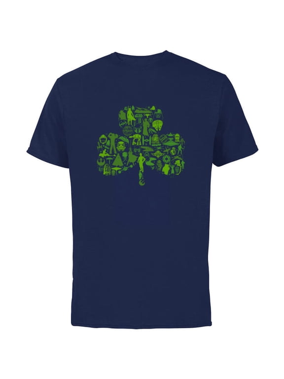 Green Shamrock St. Patrick’s Day - Short Sleeve Cotton T-Shirt for Adults - Customized-Navy