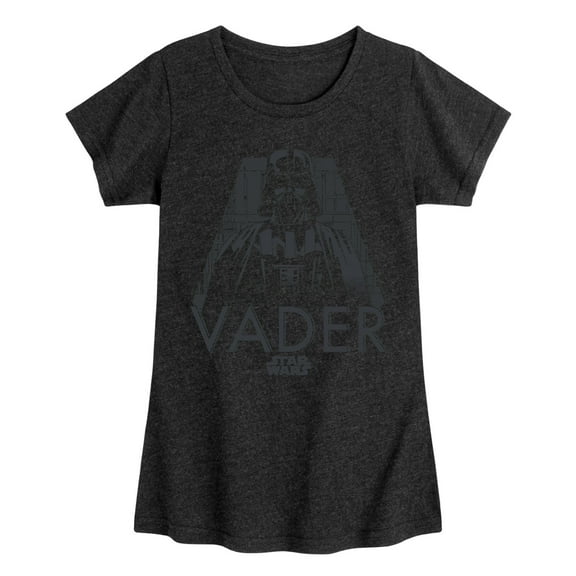 Star Wars - Grey Mono Darth Vader - Toddler And Youth Girls Fitted Short Sleeve Tee
