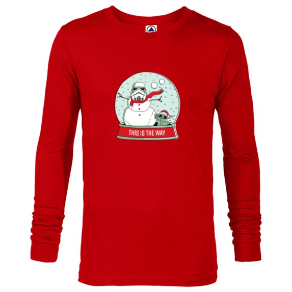 Star Wars Grogu Christmas Stormtrooper Snowman Snow Globe - Long Sleeve T-Shirt for Men - Customized-New Red