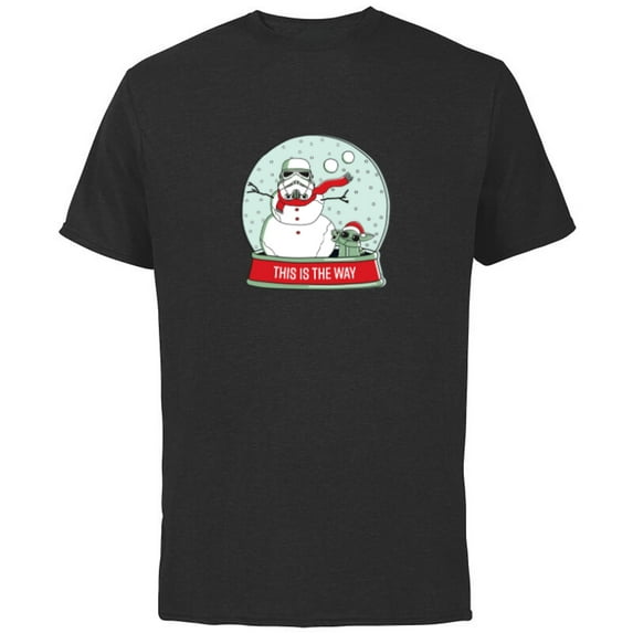 Star Wars Grogu Christmas Stormtrooper Snowman Snow Globe - Short Sleeve Cotton T-Shirt for Adults - Customized-Black