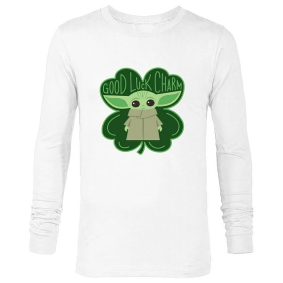 Star Wars Grogu Good Luck Charm Clover St. Patrick’s Day - Long Sleeve T-Shirt for Men - Customized-White